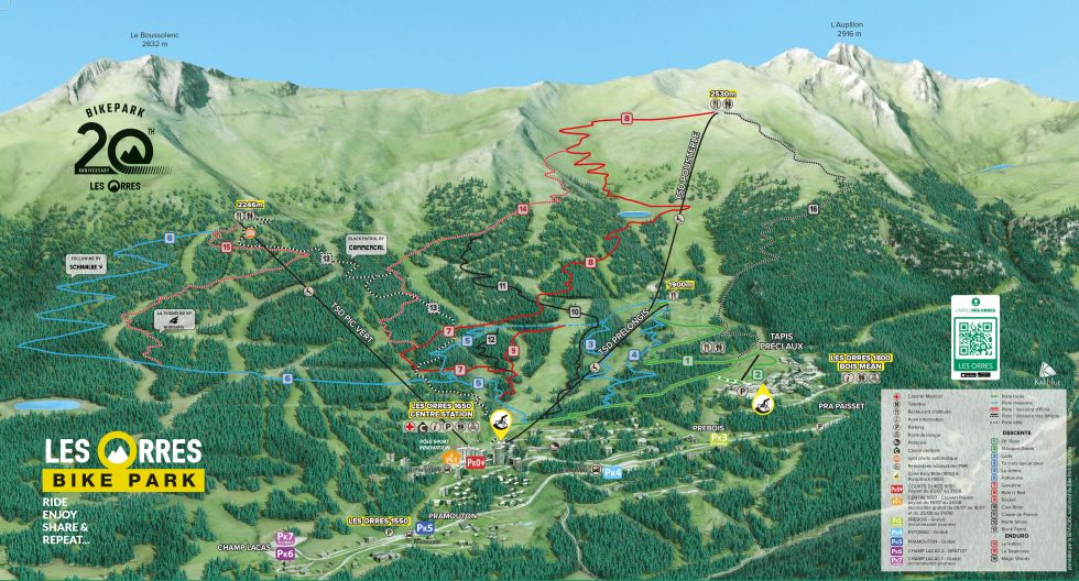 Plan du Bike Park des Orres 2026