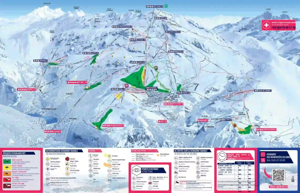 Plan des pistes de l'Alpe d'Huez pour l'hiver 2026-2027