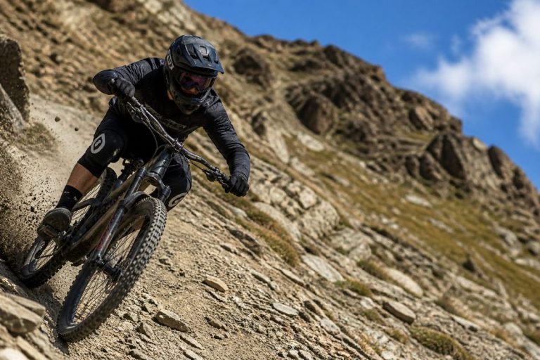 Un VTT en DH à Val Thorens