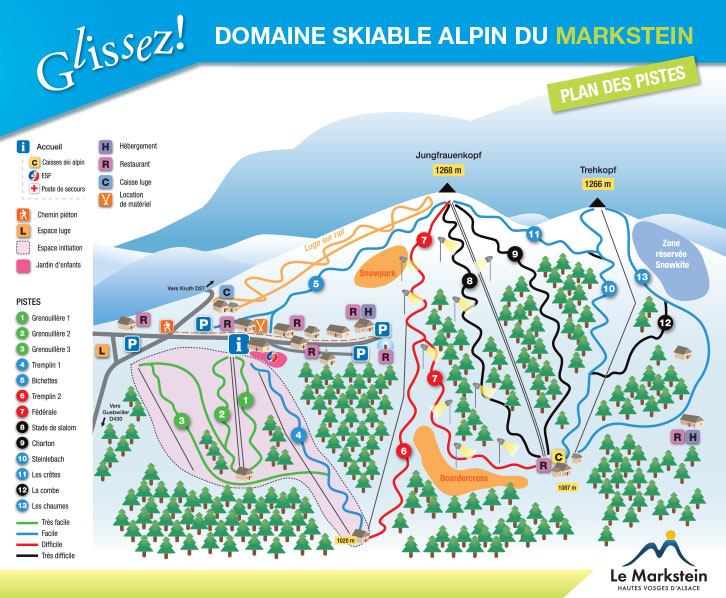 Le plan des pistes de ski de la station du Markstein