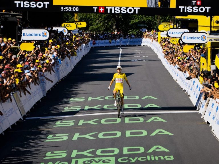Tadej Pogacar, lors de sa victoire au Lioran dans le Tour de France 2026