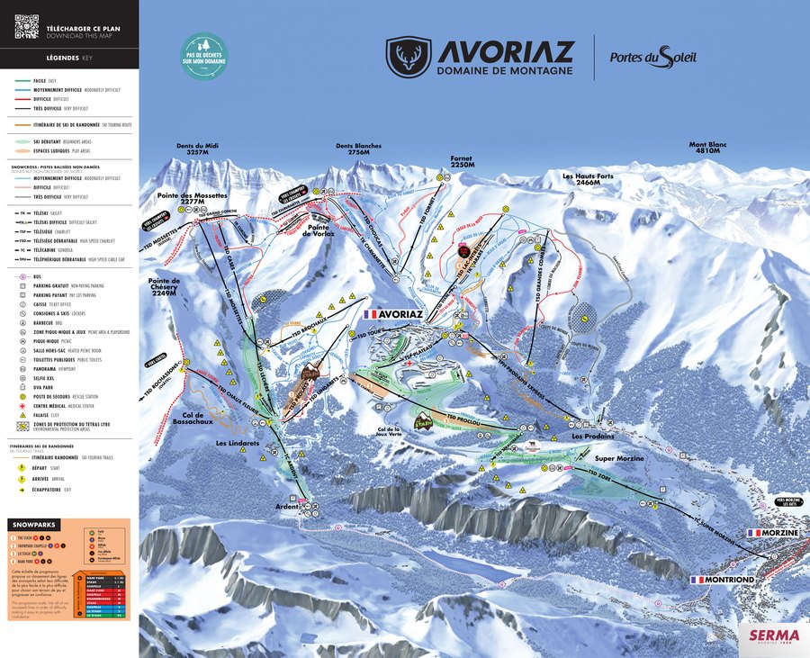Plan des pistes d'Avoriaz hiver 2025-2026