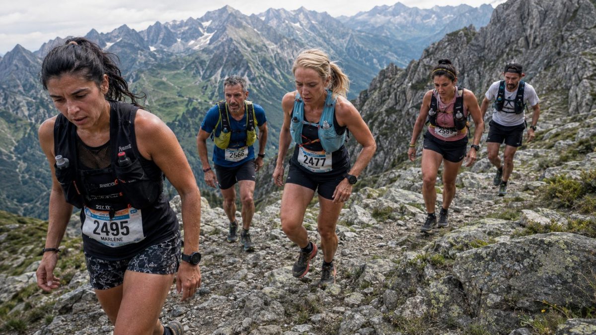 Coureurs en montagne, défi sportif.