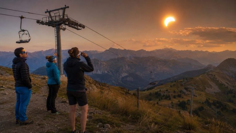 L'éclipse au sommet du télésiège à Valberg