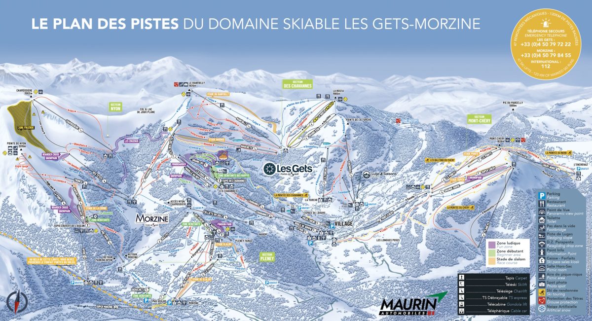Plan des pistes des Gets et Morzine hiver 2026-2027