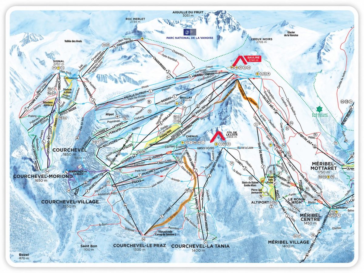 Plan des pistes de Courchevel hiver 2026-2027