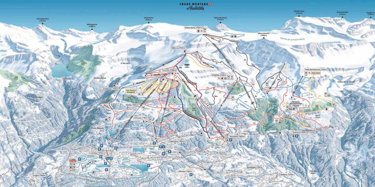 Plan des pistes de Crans-Montana