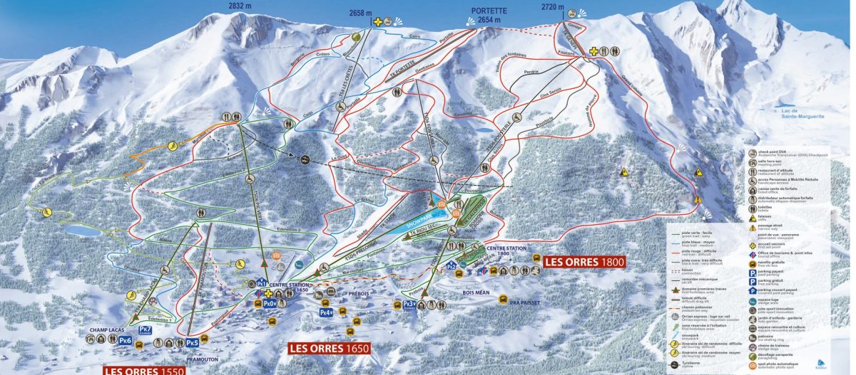 Aperçu du plan des pistes des Orres 2026-2027