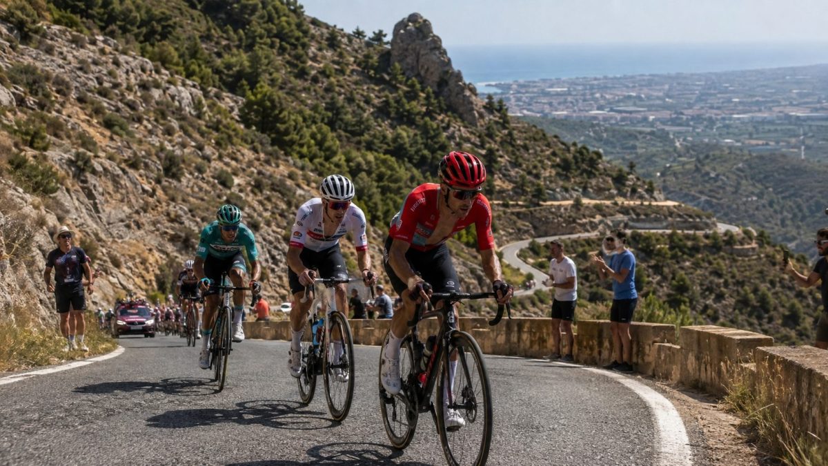 Coureurs de vélo en montagne