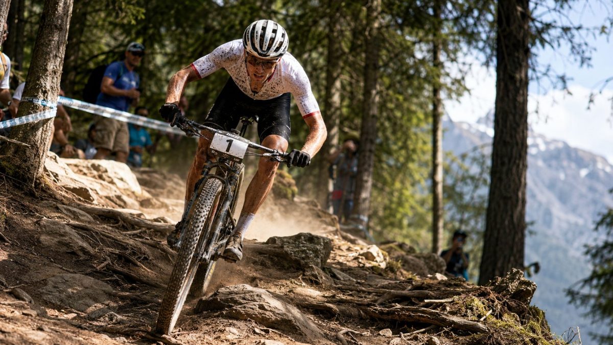 Un concurrent des championnats du monde XCO à Val di Sole 2026