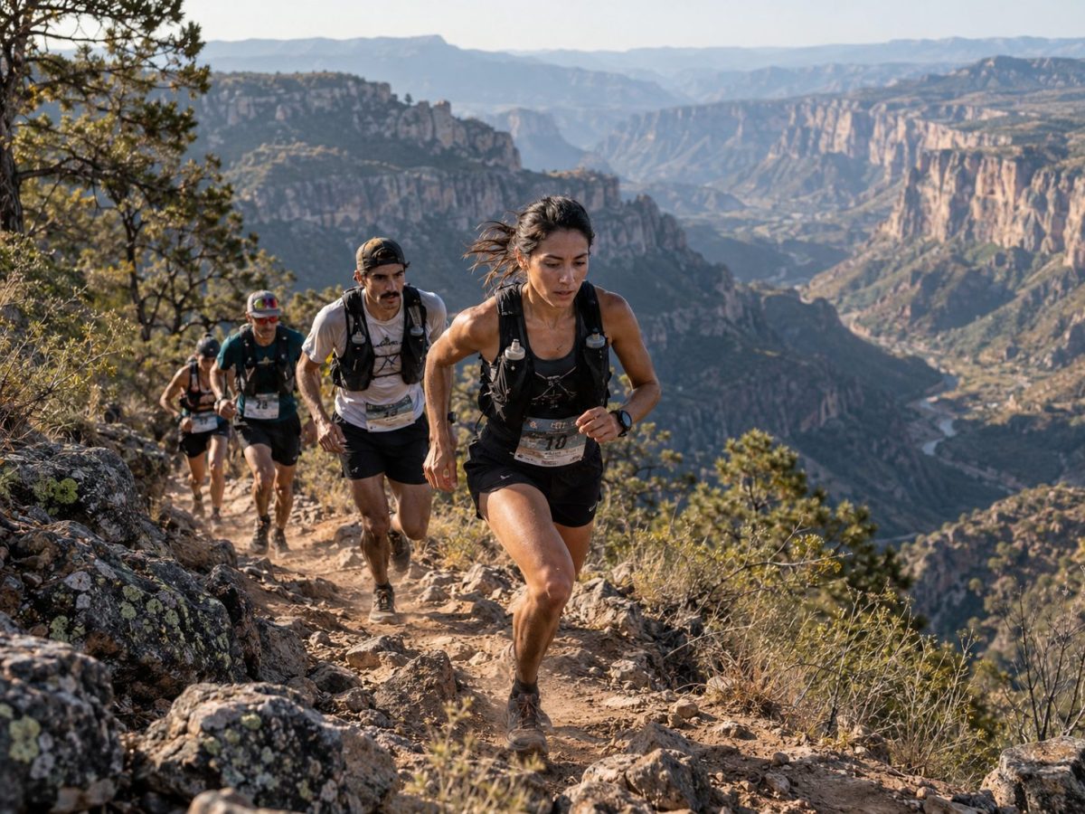 Coureurs du Chihuahua by UTMB 2026 sur un sentier des Barrancas del Cobre au Mexique