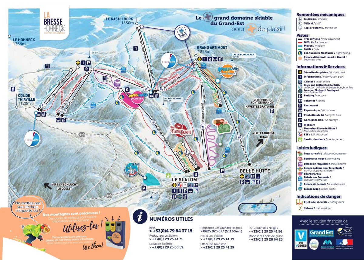 Plan des pistes de La Bresse-Hohneck dans les Vosges