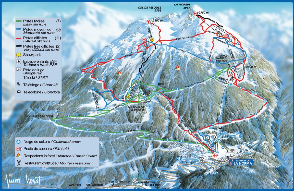Aperçu du plan des pistes de La Norma