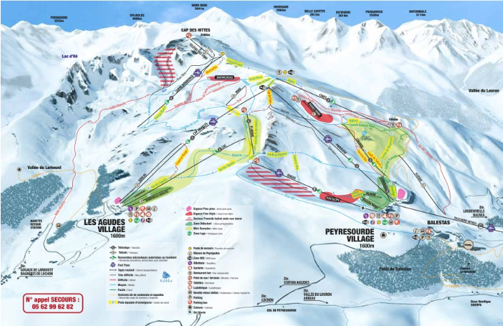 Plan des pistes de Peyragudes