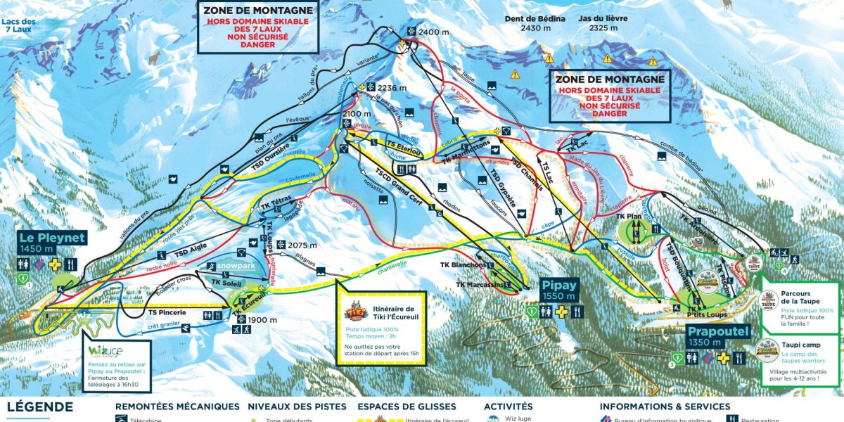 Aperçu du plan des pistes des 7 Laux