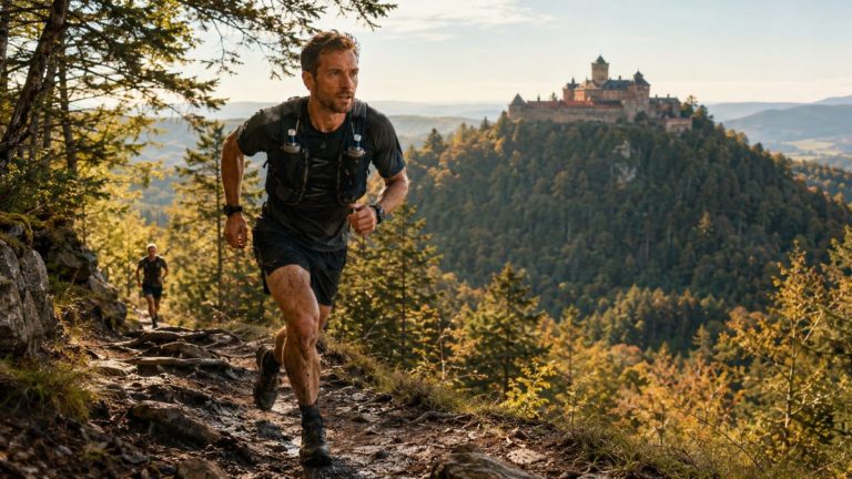 Un concurrent du Trail du Haut-Koenigsbourg en Alsace