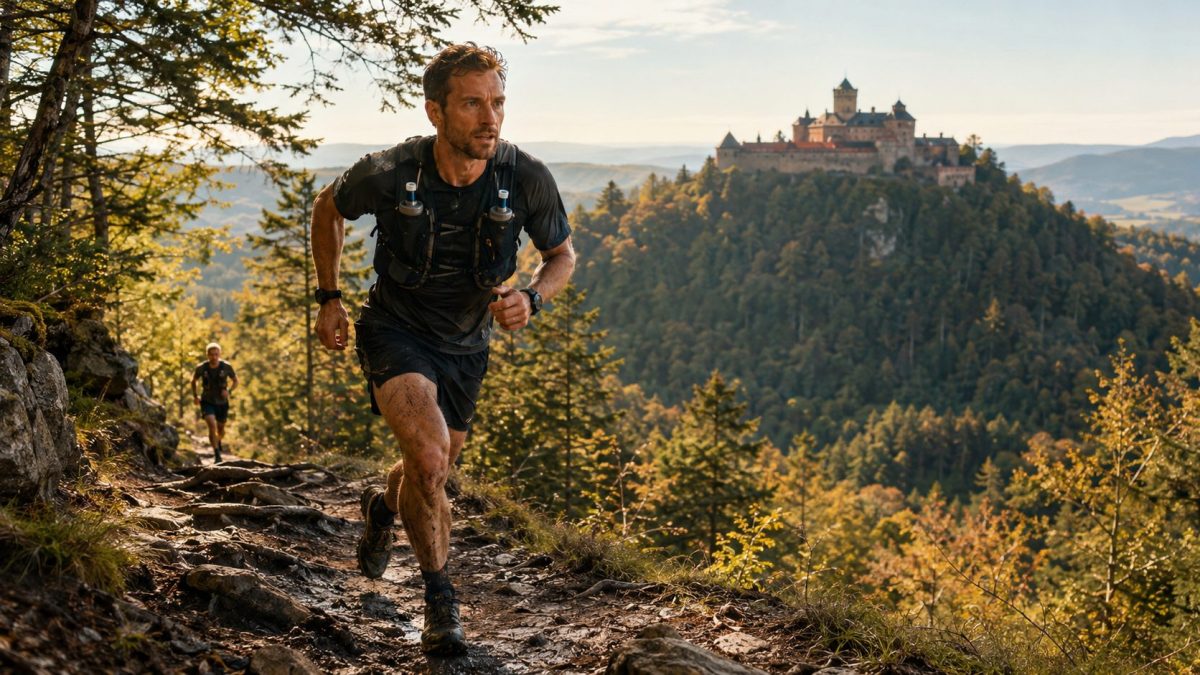 Un concurrent du Trail du Haut-Koenigsbourg en Alsace