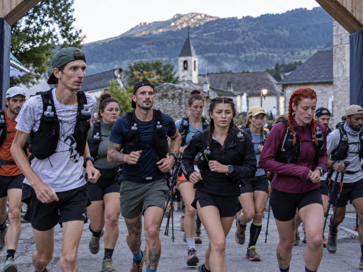 Départ de l’UTMJ Franco-Suisse 105 km 2026 avec plusieurs traileurs et traileuses dans le Jura