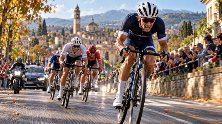 Peloton de la Coppa Bernocchi 2026 en pleine course sur les routes de Lombardie près de Legnano