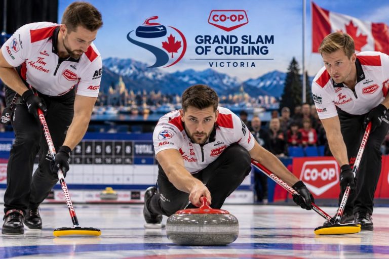 Une équipe de Curling en pleine partie