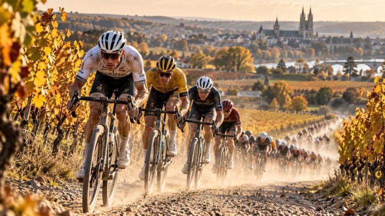 Le peloton de Paris-Tours 2026 en course