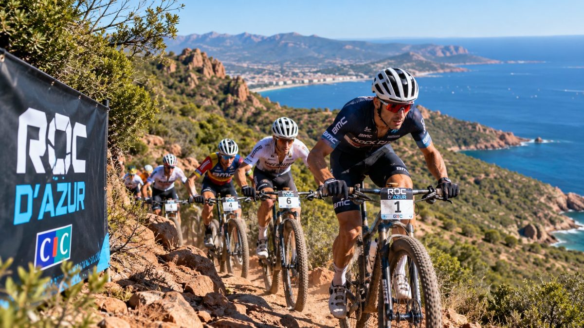 Des participants au Roc d'Azur 2026 en VTT