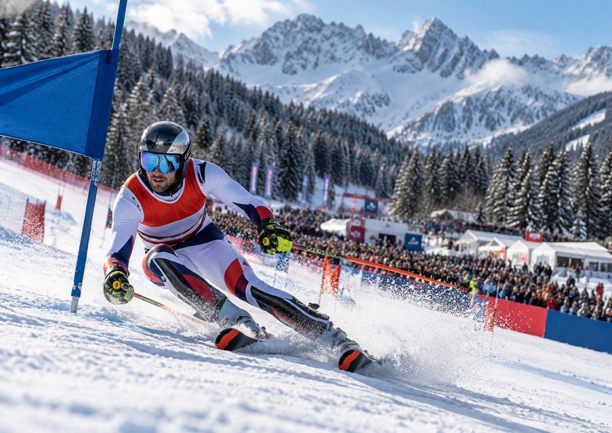 Un skieur alpin lors de la coupe du monde FIS 2026 à Kranska-Gora